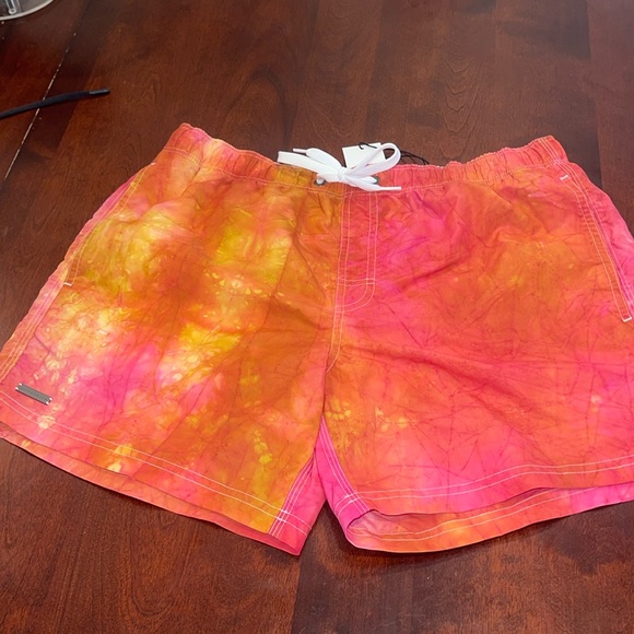 B26053 NWT Sundek Mandarin Swim Trunks Size L multicolor Hawaii colorful preppy - Picture 1 of 11